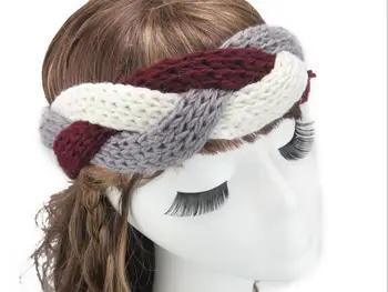 200 бр./лот дамски модни зимни топло трикольор вязаная превръзка на главата /twist headband