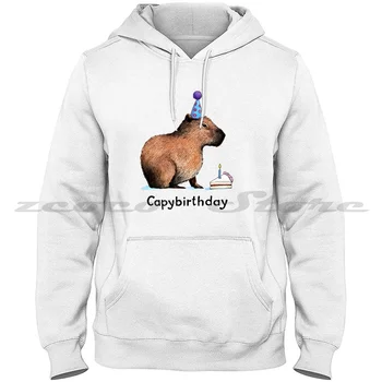 Capybara Happy Birthday Модни Блузи С дълъг Ръкав Hoody Carpincho Седнала Капибара Скъпа Капибара Очарователен Капибара