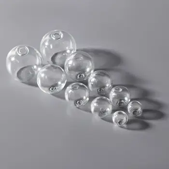 Диаметър на 20X6-40mm Прозрачен Стъклен Глобус Купол Crystal Кръгли Стъклени Мъниста Балон С Дупка Чар За Бижута и Аксесоари