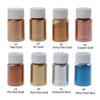 8 Цвята Медно-метална пудра на прах, пигмент от смола, скъпоценни метални тонове, Слюда, перламутровая захар, Пигментная боя за производство на епоксидни смоли