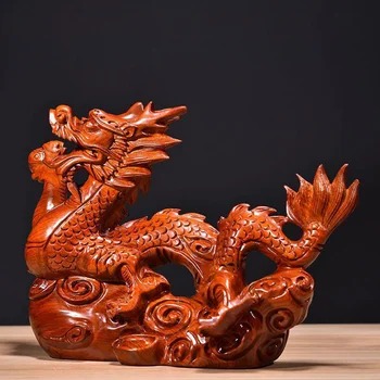 Китайската Статуя На Дракон Зодиакални Дракон Дървени Плавателни Съдове Скулптура На Дракон Настолна Полк Декор