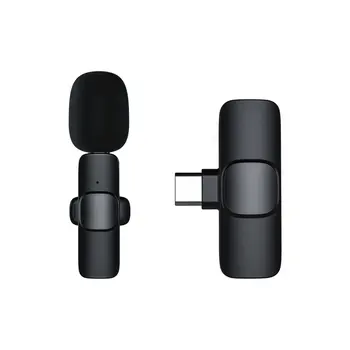 Безжична петличный микрофон с шумопотискане, хендсфри, мини-кондензаторен микрофон на ревера за един смартфон-лаптоп