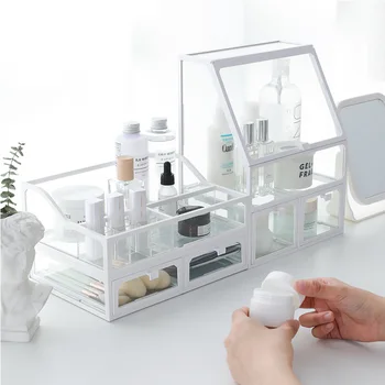 Кутия за съхранение на козметика Десктоп Пылезащитное стъкло Настолна червило Пискюл за грим, продукти за грижа за кожата Интернет