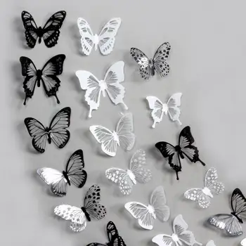 90шт 3D стикер с пеперуда, лесно се нанася, елегантен кух дизайн, стикери за стена с пеперуди за декорация на дома със собствените си ръце.