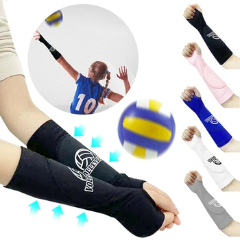 Мъжки и женски armlets с дишаща волейбольными нарукавниками със защитни облицовки и дупка за палеца Спортен ръкав за баскетбол и волейбол