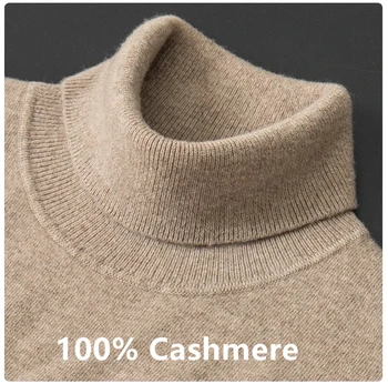 100% Вълнен Пуловер Мъжки Поло 2023 Есен Зима Класическа Жилетка С Висока яка Ropa Hombre Pull Homme Мъжки Пуловери Crochet