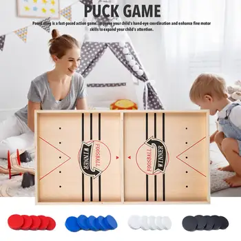 Играта с шайба - големи дървени шах с рогаткой | Настолна хокей игра, преносим за родители и деца