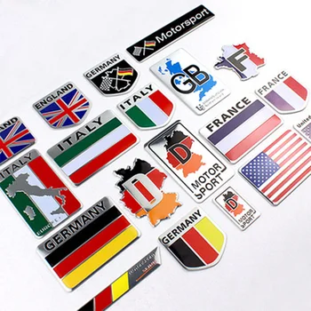 3D Водоустойчив Метален Стикер Германия Италия Франция Швеция Икона на Националния флаг на Великобритания Стикер за полагане на автомобили Универсален, Подходящ за всички автомобили
