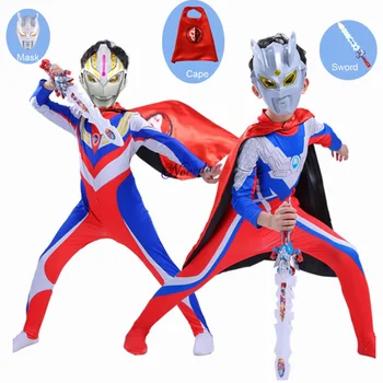 Момче Супергерои-Ультрачеловеки, наметало, маска, костюм, костюм Geed Tiga На Ginga 