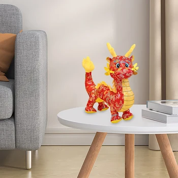 Талисман на Годината на Дракона, Меки играчки Year Of The Dragon, сладка китайска кукла от плат във формата на дракон за Пролетния фестивал 2024 г.