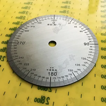 Диаметър на декоративна плоча от неръждаема стомана: 90 мм вътрешен отвор: 8 мм, Дебелина: 2 мм 360-градусова диск на скалата от неръждаема стомана