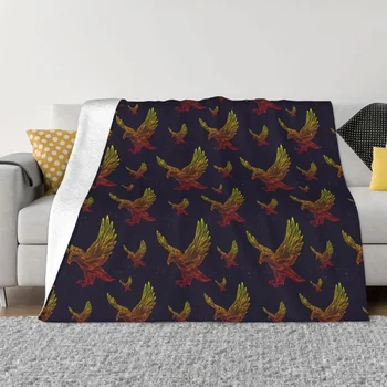 Птицата Орел, одеало с животни, Флисовое Зимата Златното Мултифункционален лесно покривка за дивана, Покривки за мека мебел