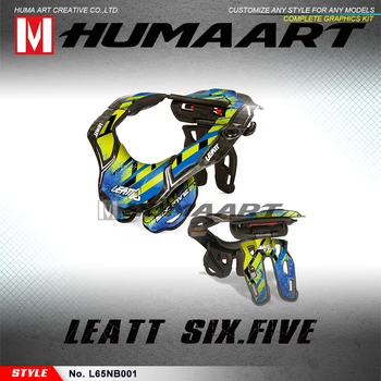 HUMAART MX Graphics Kit Потребителски етикети-стикери за Leatt DBX GPX 6.5 Six Five Neck Brace Deco Blue (Номер на стил L65NB001)