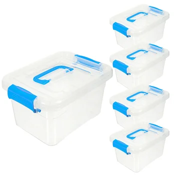 5 бр. Пластмасова кутия за съхранение с капак, Прозрачен Тенис на контейнер-органайзер за играчки