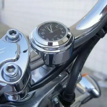 Универсални хромирани часовници на кормилото на мотоциклета с водоустойчив монтиране 7/8, черни