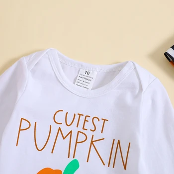 Winkinlin Първият Ми Halloween Ден на Благодарността Новородено Бебе Момче Комплект дрехи от 3 теми Облекло за Хелоуин Тиква Плъзгачи Боди