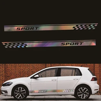 2 елемента на автомобила от двете страни на купето Етикети в дълга ивица от Автомобили цветни лазерни светоотражающая графика Vinyl стикер-винетка