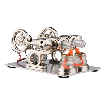 Комплект двигателя на Стърлинг генератора на двумоторен Модел на двигателя горещ въздух Физически модел на генератор с конструкция на ръкохватката Научен експеримент