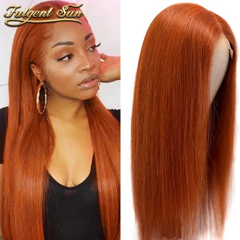 Червеникаво-Оранжева Перука, Завързана за жени от човешка коса плътност 150%, най-високо качество Директен перуки, изработени от човешка коса, перука с приключването на шнурком 4x4, Нов цвят