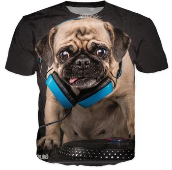 Audio Pug Mix Dj 3D Мъжка Тениска Дамски 2023 Нова Хип-Хоп Градинска Тениска Camisetas Hombre Ежедневни Летни Блузи, Тениски