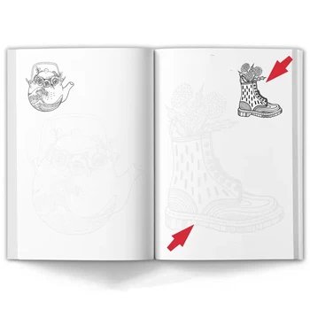 Албум за линиите на натюрморт, учебник по изкуство, забавна награда-книжка за оцветяване с мультфильмами за деца, което позволява да се отпуснете и освободите от стреса