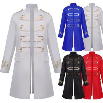 Възрастни мъже, Средновековен мъжки сако в стил steampunk, принц Рицар, пънк, ретро-якета, палта в Ренесансов стил, готически, Благородна празнична униформи