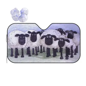 Симпатична идентичност на животни-овце сенника на предното стъкло 70x130 см Забавно Стадо Козирка от алуминиево фолио, Леден Щит, Защита от прах