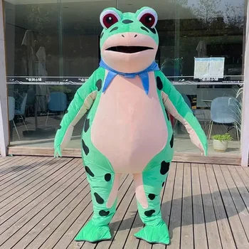 Нова мультяшная кукла-жаба, талисман костюм, надуваеми облекло за разходка за възрастни, газова модел на дрехи за възрастни