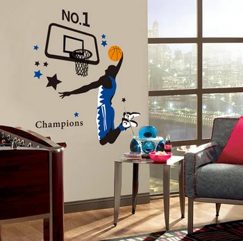 Момче Играе Баскетбол Тапети Декоративни Стикери За Стени, За Столова или Спални