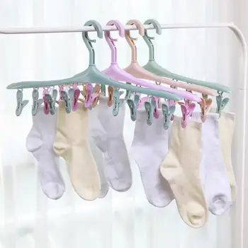 Закачалка за съхранение, въртяща се на 360 градуса, Ветроупорен чорапи от полипропилен, Чаршафи, Сутиени, Сушене на дрехи, 8 скоби, Аксесоари за бани