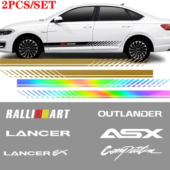 2 бр. Автомобилни Светлоотразителни стикери Винил на размерите и пола на райета за Mitsubishi Lancer Ralliart Outlander EX Competition Pajero
