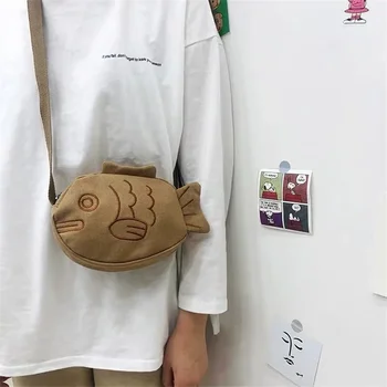 Cartoony сладък японски моден раница Taiyaki, дамска чанта, чанта през рамо, портфейл за монети, женствена чанта през рамо