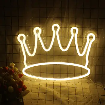 Неонови надписи Crown King Led регистрирай се захранва от USB, Загорающаяся неонова реклама за декора на стените на Детската стая, спалнята, за момичета, магазина, на парти по случай рождения ден