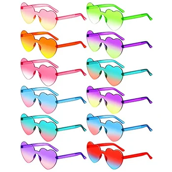 Мода 2023 година, Слънчеви очила във формата на сърце Любовта Без рамки Слънчеви очила, Оцветени Слънчеви очила за партита За момичета Реколта Колоездене, очила с UV400