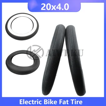 Електрическа велосипедна гума Fat Tire 20x4,0, Дебела Велосипедна гума, Черен, Бял, Снежен Аксесоар за планински велосипед, Подобрена версия на Велосипед гуми