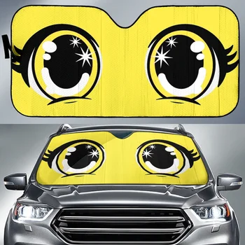 Колата 3D забавни Мультяшные Очите с принтом Кола Камион Suv Универсални Слънчеви очила на предното стъкло Стилна Сгъваема Козирка на предното стъкло на автомобила