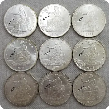 Сребро UNC 1873-1885 г., САЩ, копие на монети в долари, възпоменателни монети-реплики на монети, медали, монети за колекционери