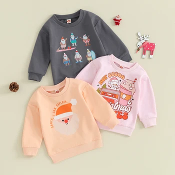 Citgeett Есенно-Коледна Детска hoody за малки момчета и момичета, Пуловери с дълги ръкави и принтом, Върхове, Хубава есенна коледна облекло
