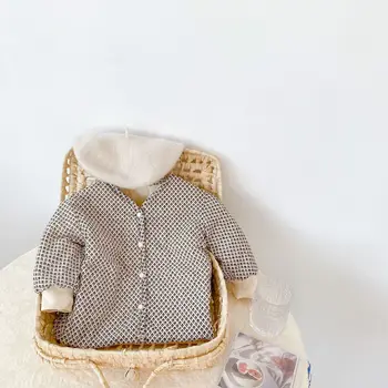 Есенно-зимни детски реверсивная ежедневни стеганая на горно облекло за деца 0-3 години с принтом, топло палто