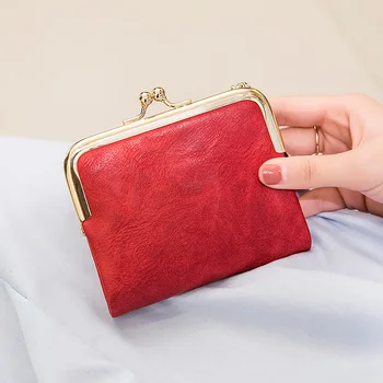 Модерен женски квадратен кратък чантата си Многоцветен Ретро женски клатч от изкуствена кожа, държач за карти, Златен Метален болт, Малък портфейл за монети