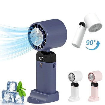 Портативен ръчен вентилатор USB Акумулаторна личен охлаждащ вентилатор, окачен сгъваем фен на врата, дигитален дисплей за домашния офис на открито