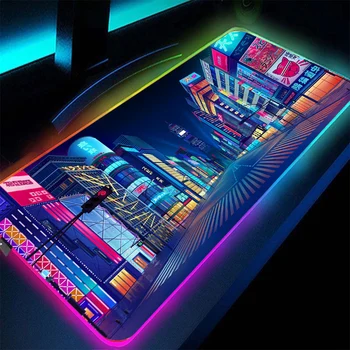 Нощен изглед към улицата, RGB Осветление, led преносими компютри, настолни офис компютри с USB клавиатура, Слот аксесоари, килим за PC, геймърска подложка за мишка