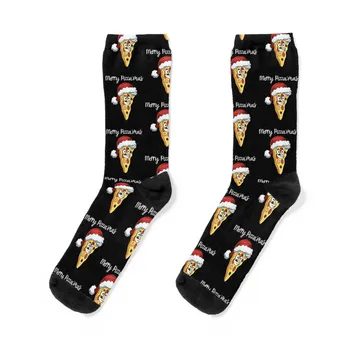 Коледна пица Смешни Весела Pizzamas - Подарък чорапи за любителите на коледното пица, чорапи за голф, чорапи за фитнес зала, мъжки чорапи с аниме, чорапи за момичета, мъжки