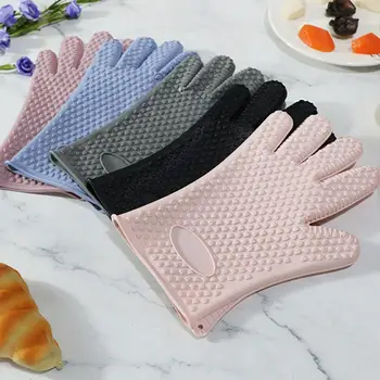 2 предмета, кука за ръкавици за фурна, защита от изгаряния, Силиконови кухненски изолационни ръкавици за микровълнова печка, ежедневна употреба