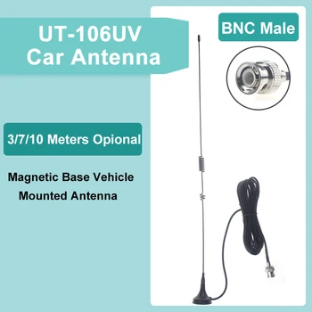 Автомобилна Радиоантенна UT-106UV Двухдиапазонная VHF UHF 400-520 136-174 Mhz BNC Конектор На Базата на Автомобила, Аксесоари За Преносими Радиостанции IC-V8