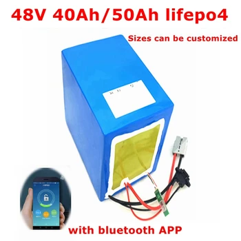 FS 48V 50Ah Lifepo4 48v 40AH литиева батерия Bluetooth BMS APP 16S за 2000 W Скутер велосипед триколка лодка go cart + зарядно устройство 10А