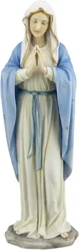Декоративна фигурка на Пресвета Дева Мария пастельного цвят, 11,75 инча