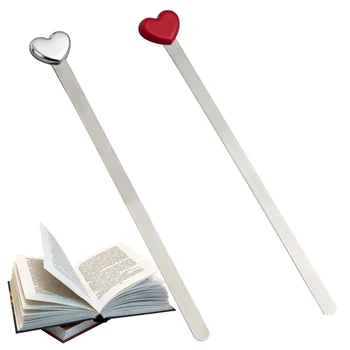 За председател на модерния подарък Red Sliver Love Heart B02 Fashion W036 Помощник за четене и поставка за книги, метална bookmark