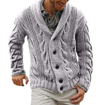 Основният мъжки яке, стилен мъжки пуловер, жилетка, модни вязаная яке копчета за есен-зима, задължителен елемент в гардероба
