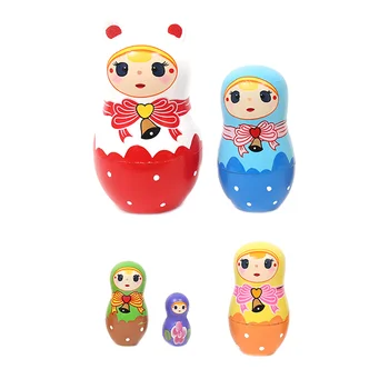 Коледни гнездене кукли-гнезда, дървени за деца, руска играчка за подреждане